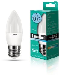 Светодиодная лампа E27 12W 4500К (холодный свет) Camelion LED12-C35/845/E27 (13690)
