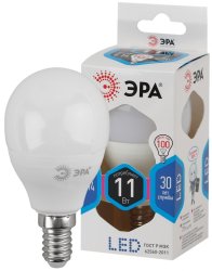 Лампа светодиодная ЭРА E14 11W 4000K матовая LED P45-11W-840-E14 Б0032988
