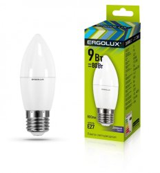 Набор из 10 шт, Светодиодная лампа E27 9W 6500K (холодный) Ergolux LED-C35-9W-E27-6K (13172)