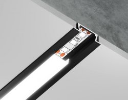 Алюминиевый профиль встраиваемый 21.5*6.8 для светодиодной ленты до 11мм Ambrella light ILLUMINATION Alum GP1001BK