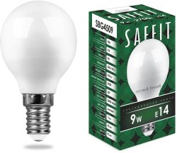 Светодиодная лампа E14 9W 2700K (теплый) G45 Saffit SBG4509 (55080)