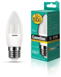 Светодиодная лампа E27 12W 3000К (теплый свет) Camelion LED12-C35/830/E27 (13688)
