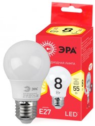 Светодиодная лампа E27 8W 2700К (теплый) Эра ECO LED A55-8W-827-E27 (Б0032095)
