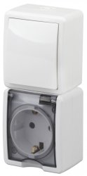 Блок розетка-выключатель ЭРА Эксперт IP54 16A 250V 11-7407-01 Б0036004