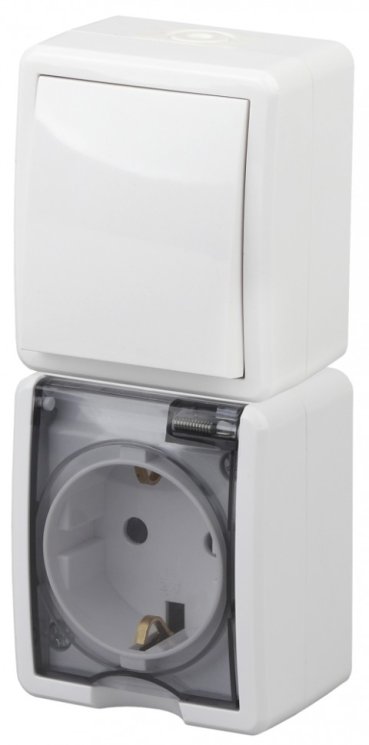 Блок розетка-выключатель ЭРА Эксперт IP54 16A 250V 11-7407-01 Б0036004