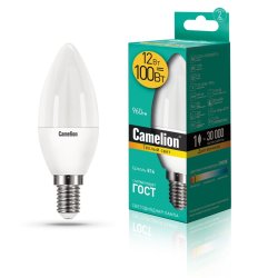 Светодиодная лампа E14 12W 3000К (теплый свет) Camelion LED12-C35/830/E14 (13687)