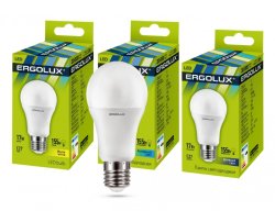 Набор из 10 шт, Светодиодная лампа E27 17W 6500K A60 Ergolux LED-A60-17W-E27-6K 13181