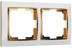 Рамка на 2 поста (белый/золото) Werkel W0021933