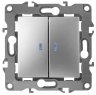 Выключатель двухклавишный с подсветкой ЭРА 12 10AX 250V 12-1105-03 Б0014659