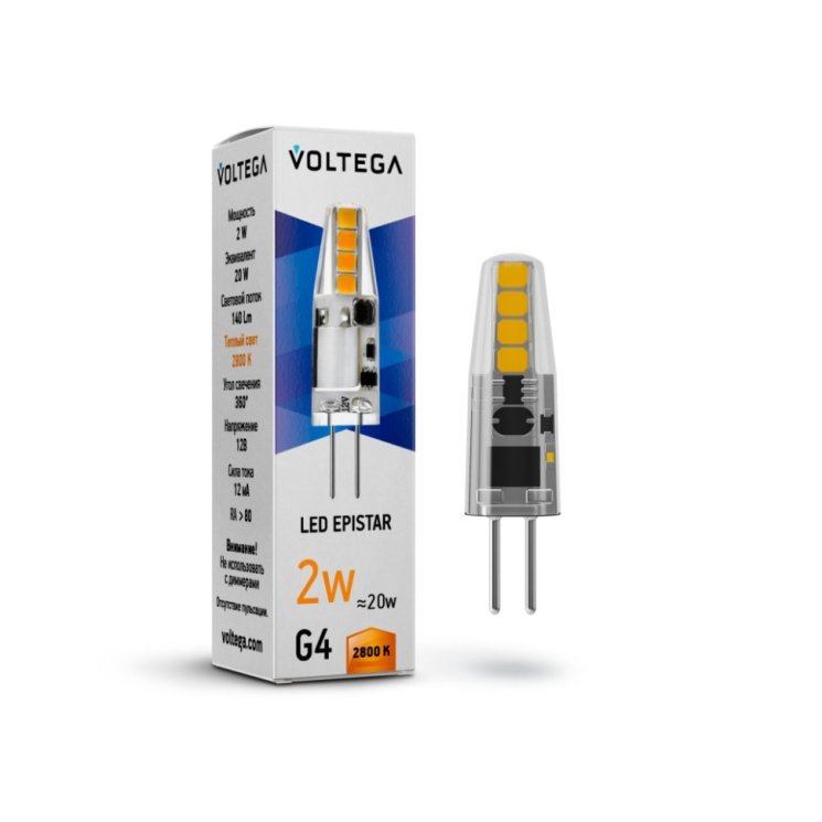Светодиодная лампа G4 2W 2800K (теплый) Simple Voltega 7142