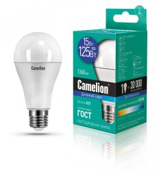 Светодиодная лампа E27 15W 6500К (дневной свет) Camelion LED15-A60/865/E27 (12713)