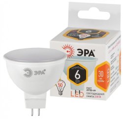 Светодиодная лампа GU5.3 6W 2700К (теплый) Эра LED MR16-6W-827-GU5.3 (Б0020542)