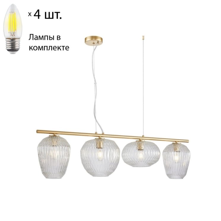 Подвесная люстра Comical Favourite с лампочками 4053-4P+Lamps E27 Свеча