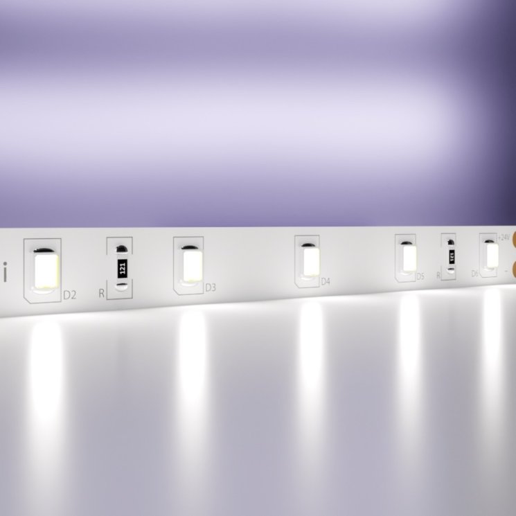 5м. Светодиодная лента холодного цвета 2835, 6000К, 7,2W, 24V, 60LED/m, IP20 Led strip 20015