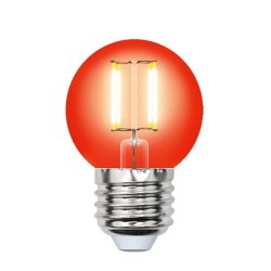 Лампа светодиодная филаментная (UL-00002986) Uniel E27 5W красный LED-G45-5W/RED/E27 GLA02RD