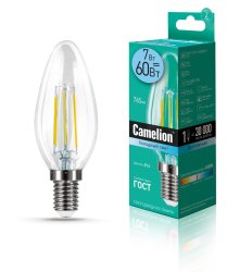 Светодиодная лампа E14 7W 4500К (холодный свет) Camelion LED7-C35-FL/845/E14 (13453)