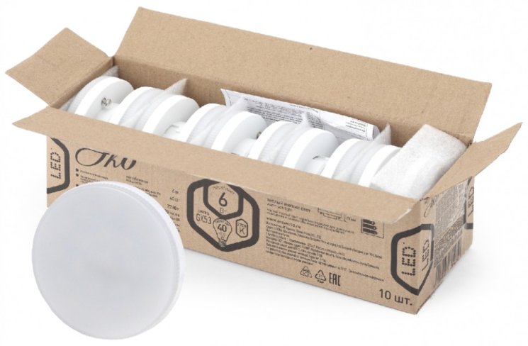 Светодиодная лампа GX53 6W 2700К (теплый) Эра ECO LED GX-6W-827-GX53 (10-PACK) (Б0036545)