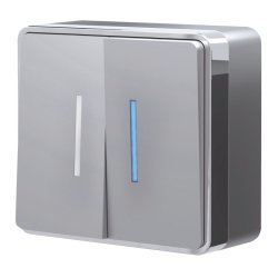 Выключатель двухклавишный с подсветкой (серебряный) Gallant Werkel W5020106 (a052770)
