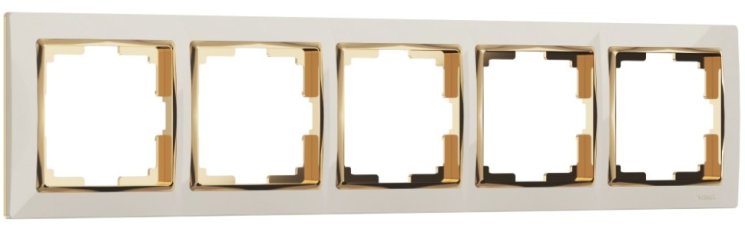 Рамка на 5  постов (слоновая кость/золото) Werkel W0051932