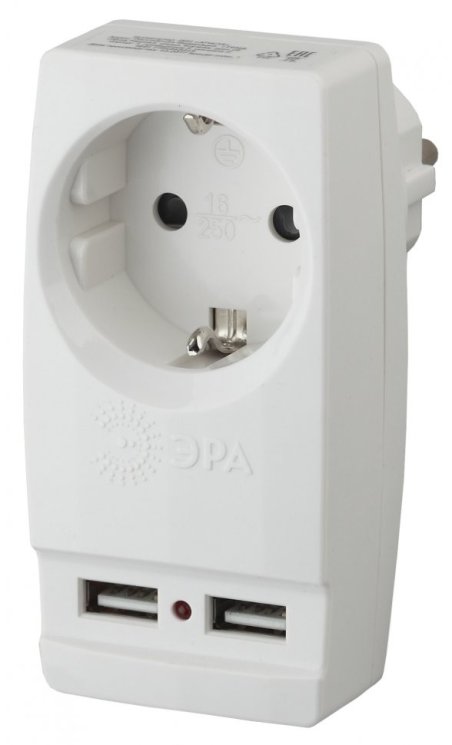 Сетевой разветвитель ЭРА SP-1e-USB-W