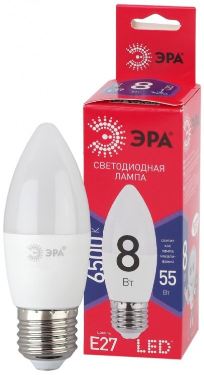 Лампа светодиодная ЭРА E27 8W 6500K матовая B35-8W-865-E27 R Б0045342