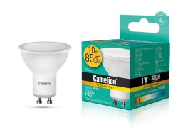 Светодиодная лампа GU10 10W 3000K (теплый свет) Camelion LED10-GU10/830/GU10 (13682)