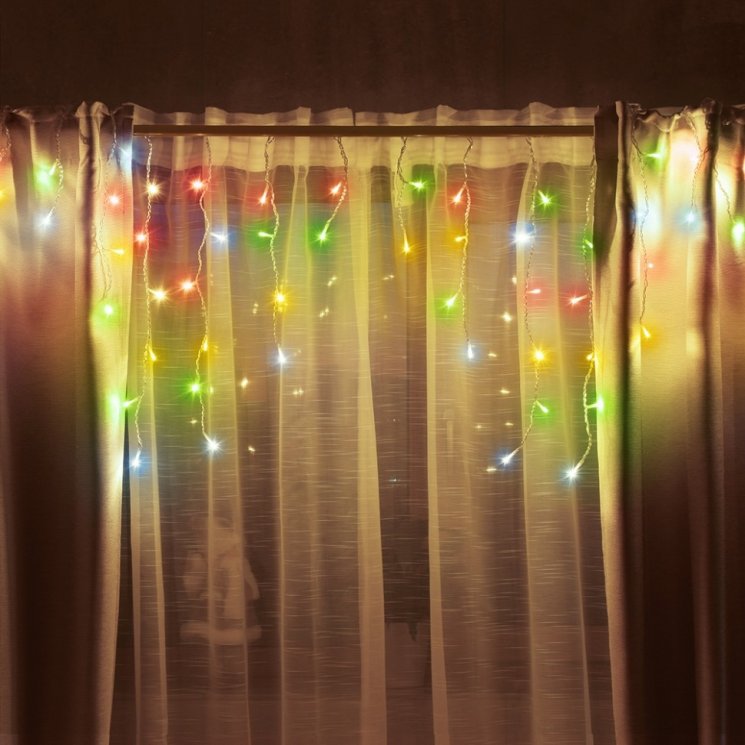 2х0,6м. Электрогирлянда ''Бахрома'' с контроллером (RGB) 48LED IP20 Vegas 55114