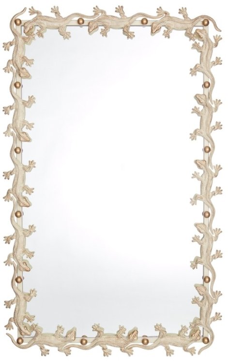 Зеркало Runden Ящерицы белый/золото прямоугольное V20013