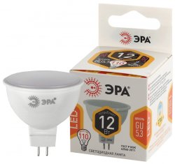 Лампа светодиодная ЭРА GU5.3 12W 2700K матовая LED MR16-12W-827-GU5.3 Б0040887