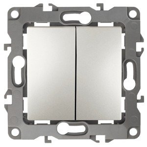 Выключатель двухклавишный ЭРА 12 10AX 250V 12-1004-15 Б0019314