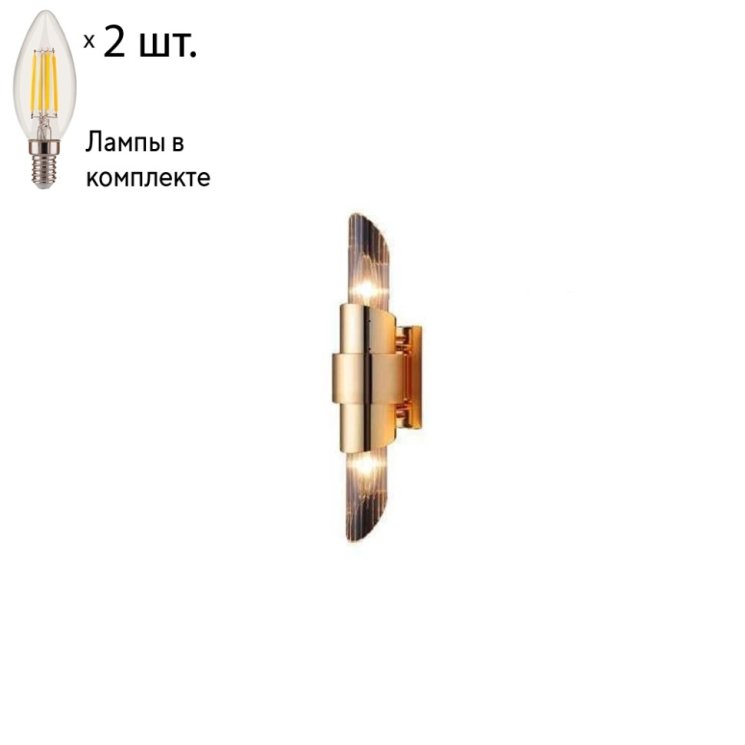 Настенный светильник CRYSTAL LUX с лампочками JUSTO AP2 GOLD+Lamps E14 Свеча