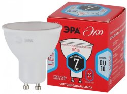 Лампа светодиодная ЭРА GU10 7W 4000K матовая ECO LED MR16-7W-840-GU10