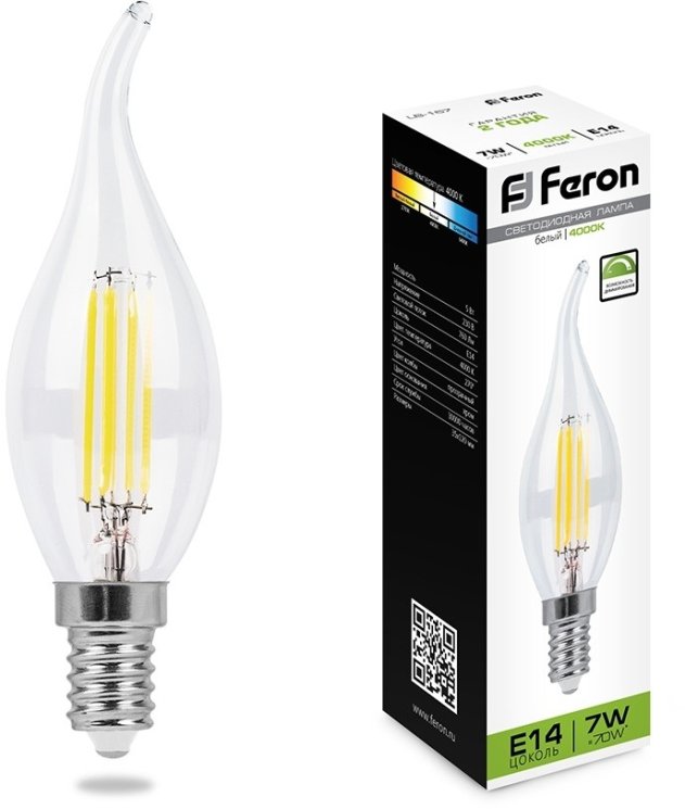Лампа светодиодная диммируемая Feron LB-167 Свеча на ветру E14 7W 4000K 25873