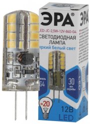 Светодиодная лампа G4 2,5W 4000К (белый) Эра LED JC-2,5W-12V-840-G4 (Б0033192)