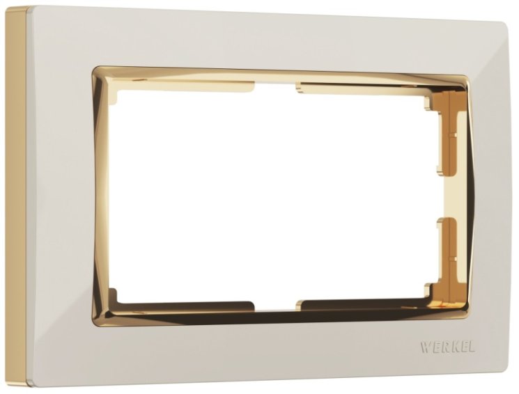 Рамка для двойной розетки (слоновая кость/золото) Werkel W0081932