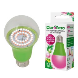 Лампа светодиодная для растений E27 15W 575-650К (холодный) Uniel LED-A60-15W/SPSB/E27/CL PLP30GR (UL-00004582)