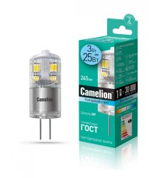 Светодиодная лампа G4 3W 4500K (холодный свет) Camelion LED3-G4-JD-NF/845/G4 (13863)