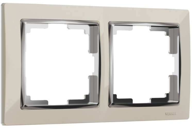 Рамка на 2 поста (слоновая кость/хром) Werkel W0021903