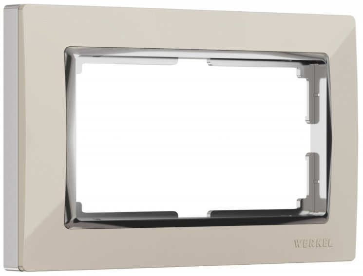 Рамка для двойной розетки (слоновая кость/хром) Werkel W0081903