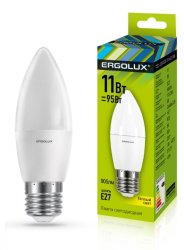 Набор из 10 шт, Светодиодная лампа E27 11W 3000К (теплый) Ergolux LED-C35-11W-E27-3K (13621)