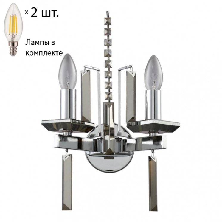 Бра Crystal Lux с лампочками MARRON AP2 CHROME+Lamps E14 Свеча