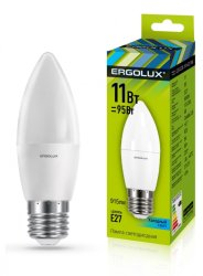 Набор из 10 шт, Светодиодная лампа E27 11W 4500К (белый) Ergolux LED-C35-11W-E27-4K (13622)